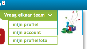 Profiel, account en profielfoto Rechtsboven in beeld staat jouw naam in een groen vlakje. Als je daar met je muis op gaat staan, verschijnt er een menu.