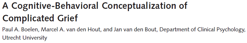 Cognitief Gedragstherapeutische perspectief op GR Acute rouw wordt chronisch doordat: Er