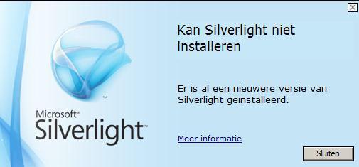 Controle installatie van de Silverlight plugin Het kan voorkomen dat Silverlight is geïnstalleerd, maar dat Magister niet gestart kan worden.