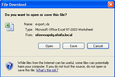 Een pdf-document wordt gegenereerd : Klik op «Openen» : EXPORTEREN VAN EEN LIJST : Klik op de knop om een lijst naar excel te exporteren.