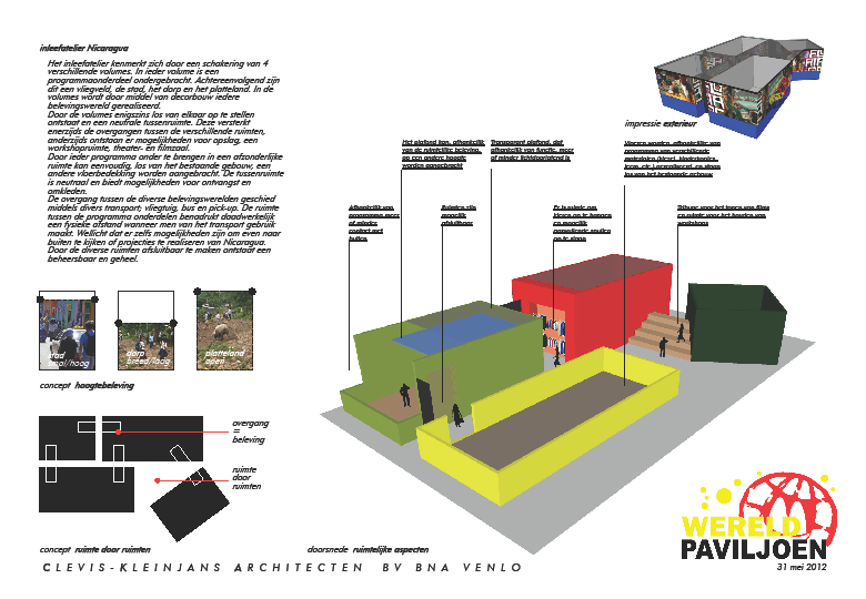 Architect werkt plan Wereldpaviljoen Steyl uit Architectenbureau Clevis-Kleinjans uit Blerick heeft opdracht gekregen van de Stichting Wereldpaviljoen om de plannen voor de vestiging van het