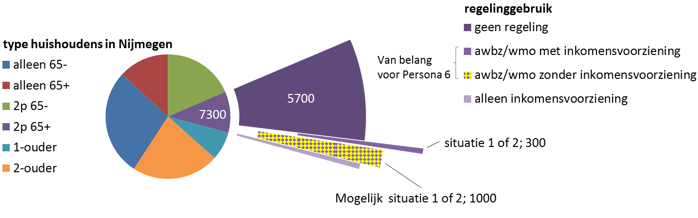 Persona 6 in Nijmegen Er wonen 300 paren ouder dan 65 in Nijmegen, die gebruik maken van gemeentelijke inkomensvoorzieningen én bekend zijn bij WMO/AWBZ.