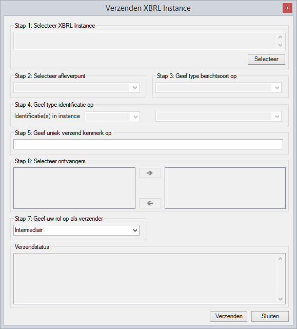 6.1.1 Stap 1 De te verzenden XBRL instance wordt in de eerste stap geselecteerd.