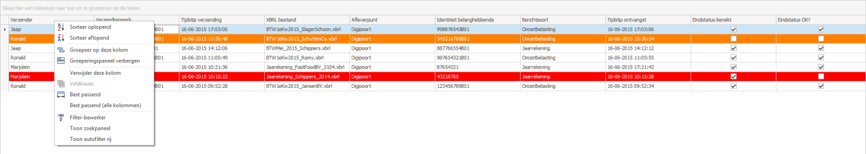 7 Bericht- en status details 7.1 Hoofdscherm In het hoofdscherm treft u de globale bericht- en status details aan.