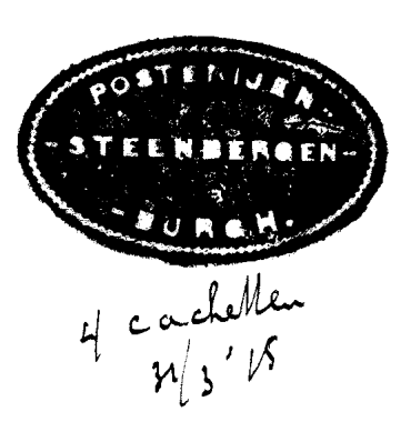 1911-03-08 Boven- en benedenblokjes werden toegezonden op 8 maart 1911. De blokjes zijn afgedrukt op de bladzijde van het postkantoor Culenborg.
