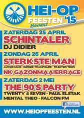 Hei op feesten Het steuncomité heeft ook dit jaar wederom kunnen zorgen voor een mooie affiche. Op zaterdag 25, zondag 26 april en zaterdag 2 mei 2015 worden de Hei-op feesten georganiseerd.