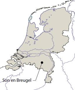 391 390 160 161 162 De ligging van Song en Breugel binnen Nederland en het onderzoeksgebied