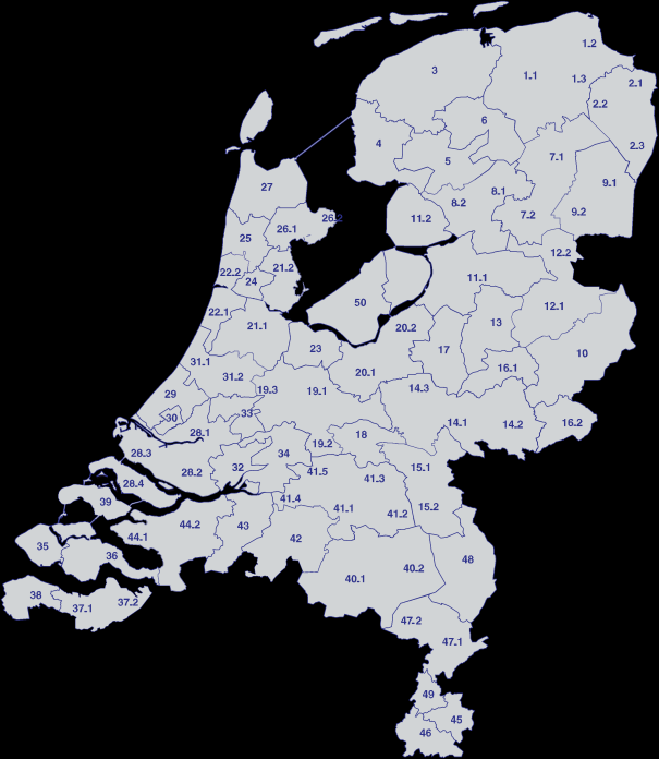 Cebuco regio Het Cebuco (Centraal Bureau Courantenpubliciteit) heeft Nederland ingedeeld in 50 gebieden waarbinnen men voor grote aankopen, voor het culturele leven en ook vaak voor het werk, is