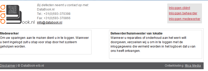 www.databook-elb.nl Inloggen als beheerder/gebouweigenaar.