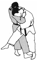 grote buitenwaartse haak o-soto-gake Richting: tori werpt uke achterwaarts Positie TORI: Linkerbeen van tori haakt rechterbeen van UKE.
