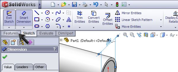 24 Beweeg de cursor weg van de cirkel en klik ergens op de maat te plaatsen.