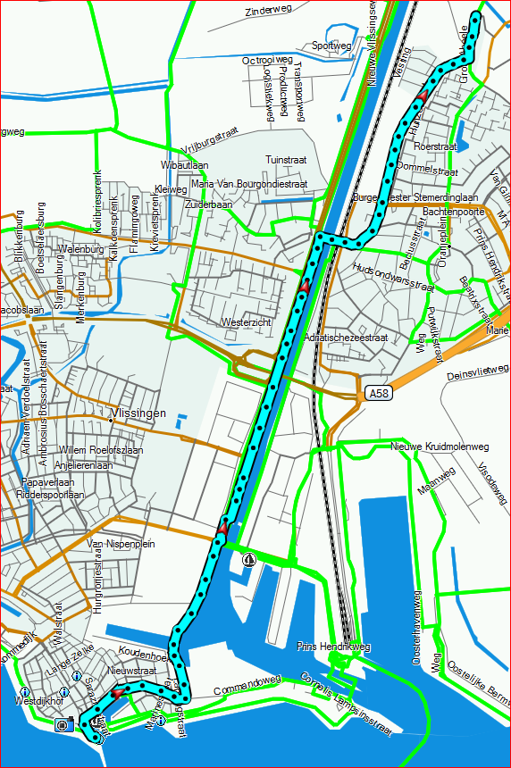 5. Oude Vlissingseweg / Groot Abeele Fiets stad in en uit Auto stad in en uit Stilstaand Fietstijd Max Afstand Gemiddeld Omstandigheden Stad in 0:00:17 0:15:49 20 5,2 14 Normaal Stad uit 0:00:50