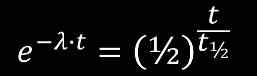 Halveringstijd Combineren van (2) en (5) levert het verband tussen de vervalconstante (λ) en de