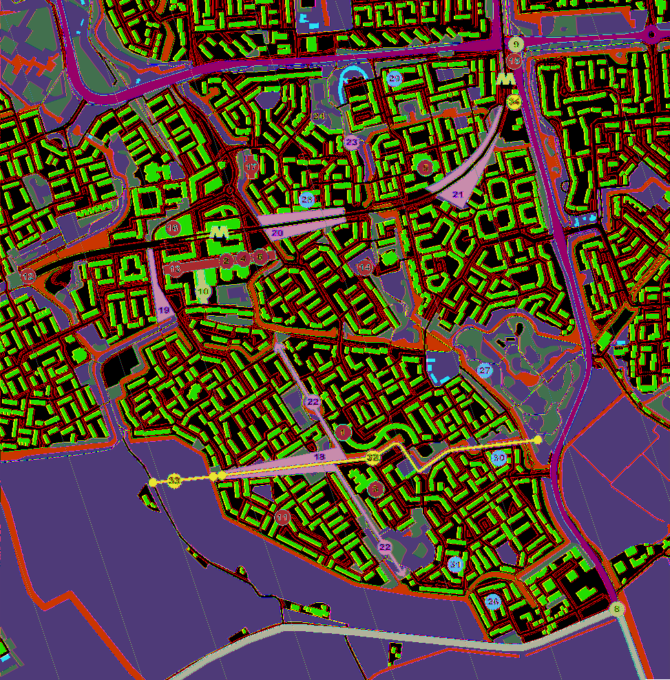 verbindingen 32 wandelpad Park Braband > Westdijk 33