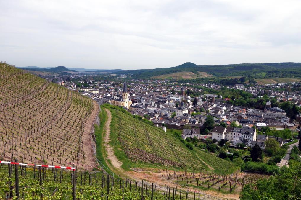 We hebben Neuenahr/Ahrweiler vanaf boven al heel lang zien liggen, maar nu dalen we af richting deze