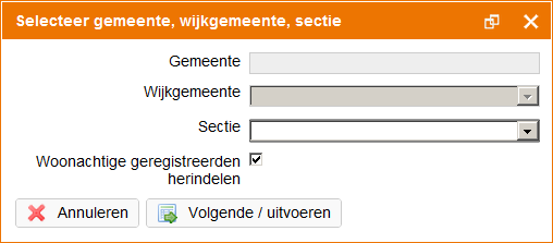 Handleiding LB LRP 2.4 Secties 6. Selecteer de juiste sectie. 7. Zet een vinkje achter de tekst Woonachtige geregistreerden herindelen, waaraan het grondgebied wordt toegekend. 8.