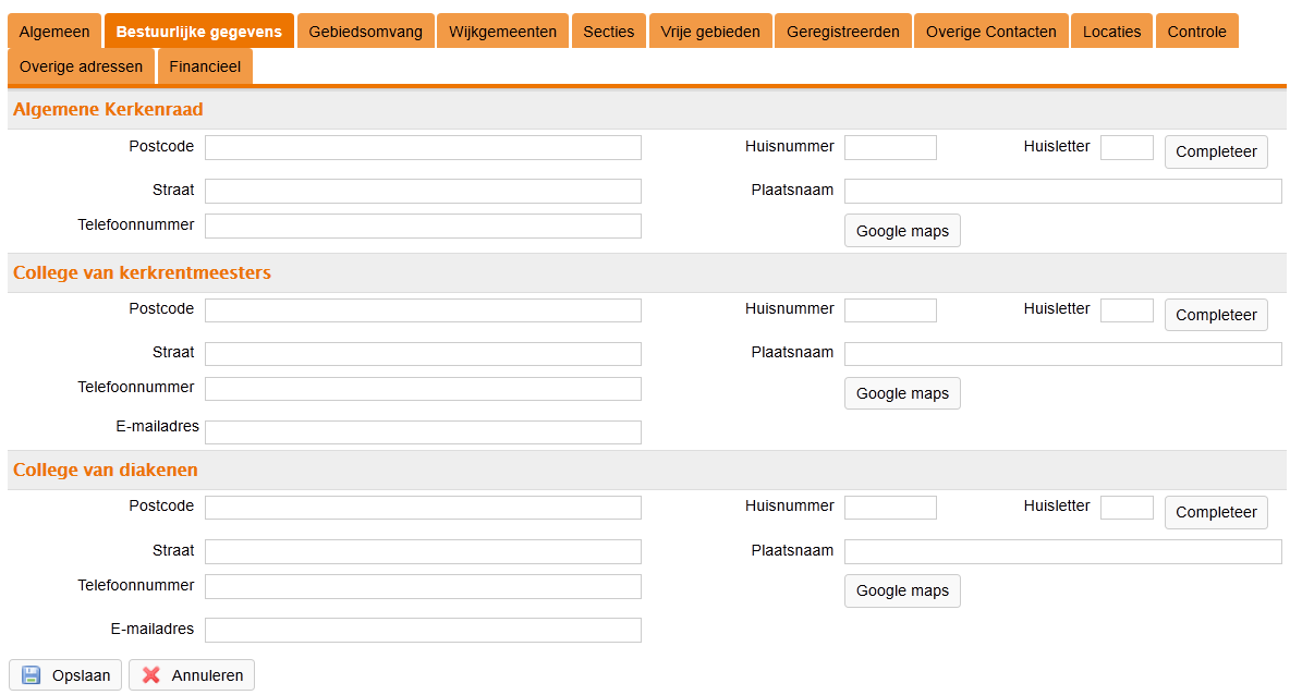 Handleiding LB LRP 2.11 Beheren gemeente 3. Onder het kopje Adres wordt correspondentieadres (in de regel het adres van de scriba) van de gemeente ingevuld.