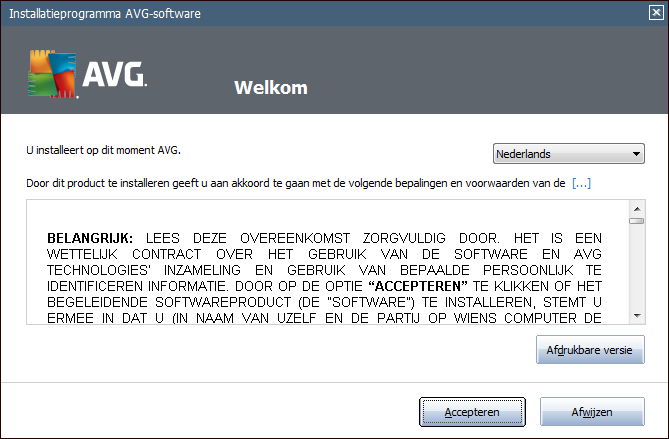 4. AVG installatieprocedure Als u AVG Anti-Virus 2011 op uw computer wilt installeren, moet u over het meest recente installatiebestand beschikken.