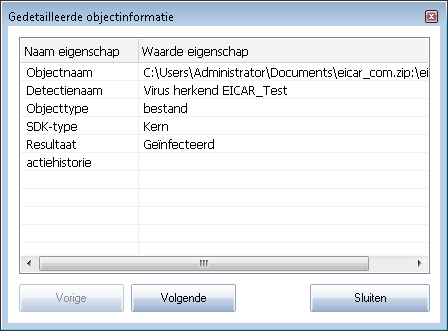 o Toegevoegd aan de PUP-uitzonderingen er is vastgesteld dat het gevonden object tot de uitzonderingen behoort en het object is toegevoegd aan de lijst met PUP-uitzonderingen (geconfigureerd bij