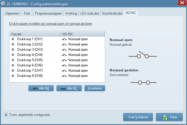 D. Functionaliteit vanuit willekeurige kanalen (in- of uitgang) naar een drukknopkanaal (CH1... CH8) van de VMB8PBU, VMB6PBN en VMB2PB(A)N.