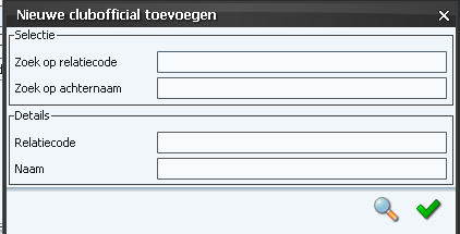 3. Het volgende scherm wordt getoond: 4. Vervolgens kan er worden gezocht op relatiecode of op achternaam. c. Wanneer de relatiecode bekend is: vul deze in. d. Vul anders de achternaam in van de assistent-scheidsrechter 5.