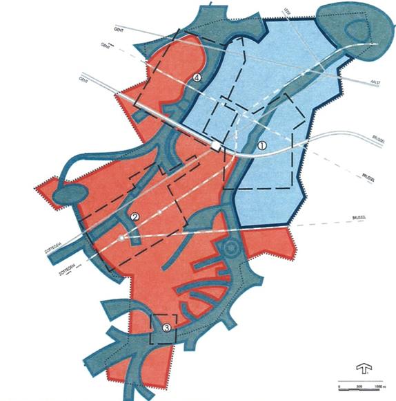 C. Deelruimten Het GRS groepeert de nederzettingskernen in 4 deelruimten: - deelruimte Erpe en Mere; - deelruimte Burst en Bambrugge; - deelruimte Aaigem; - deelruimte tussen E40 en N9.