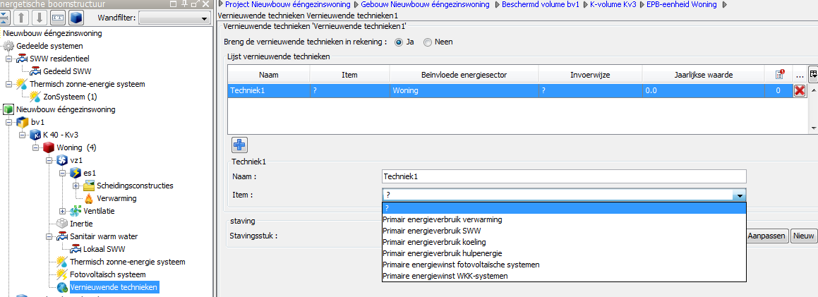 7 Figuur 6 - Gelijkwaardigheid of Vernieuwende technieken De versie 6.0.1 van de EPB-software 3G bevat andere mogelijkheden voor vernieuwende technieken dan de vorige versies.