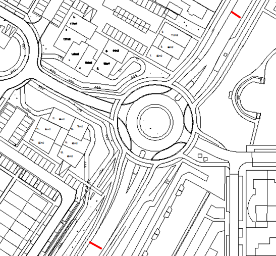 D03 Akoestisch onderzoek wegverkeerslawaai 20120621-01 Wilhelminahaven mei 2015 te Oosterhout blad 13 Figuur 4.1 geeft tevens de geometrie van de rotonde waarvan bij de berekeningen uitgegaan is.