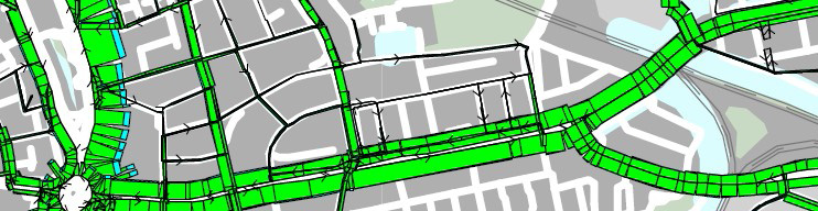 Zuid-Limburg Stadsregio Arnhem Nijmegen Groen en zwart zijn NWB en opgenomen in het verkeersmodel: Wit is NWB en niet in het model Groene lijn = NWB ; Rode lijn = modelnetwerk; Zwarte stippen =