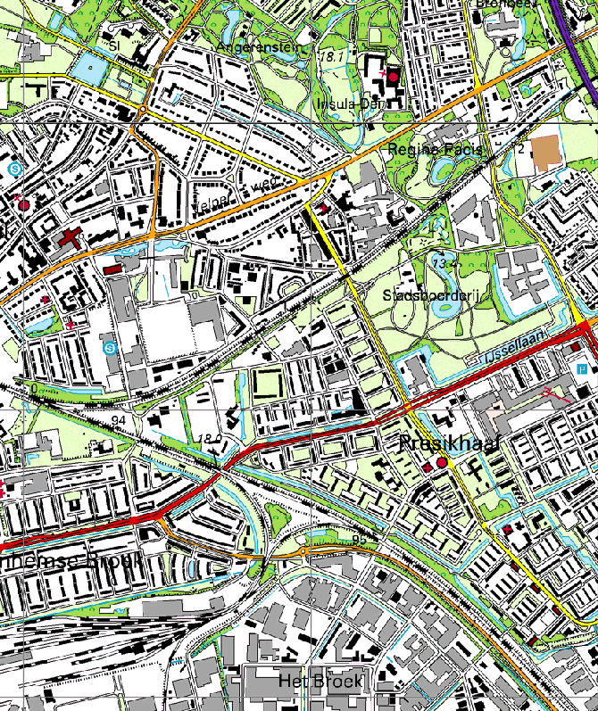 2. Situatie Het plangebied ligt direct ten zuiden van de spoorlijn Arnhem - Zutphen in Arnhem. De ligging is weergegeven in figuur 1. Podium II Blauwe Weide Figuur 1: ligging van het plangebied.