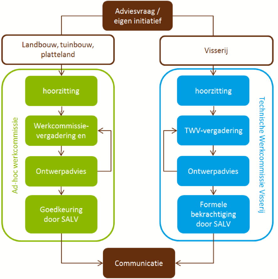 Totstandkoming van SALV-adviezen: het proces De adviezen die worden bekrachtigd door de SALV komen tot stand tijdens de vergaderingen van werkcommissies.