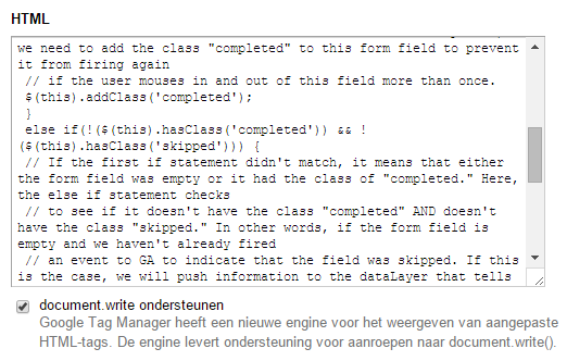 Onderstaande code kun je hiervoor gebruiken: <script> (function($) { $(document).ready(function() { $('form :input').blur(function () { if($(this).