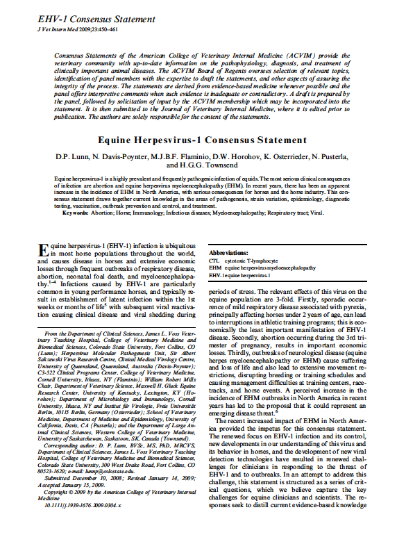 4. EQUINE HERPESVIRUS-1 CONSENSUS