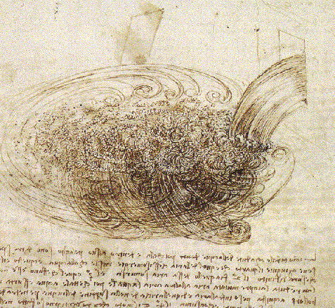 5.4. REYNOLDS EN TURBULENTIE 117 5.4.3 Laag-viskeuze stroming en turbulentie Leonardo da Vinci (1452 1519) was al geïntrigeerd door de hoeveelheid details die zichtbaar zijn in een turbulente stroming.