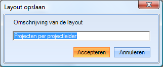 LET OP: Door het opslaan van een view bewaart u slechts de lay-out waarin gegevens worden getoond, niet de gegevens zelf!