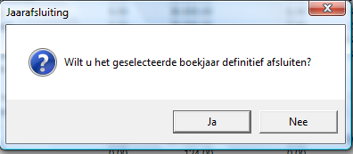 Nadat vervolgens de knop Jaar afsluiten wordt aangevinkt verschijnt onderstaande scherm.