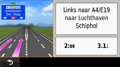 Een volgend kruispunt bekijken Tijdens het navigeren van een autoroute kunt u knooppunten op snelwegen weergeven.