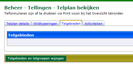 Nu opent het gekozen Telplan: Ieder telplan heeft 4 tabbladen.