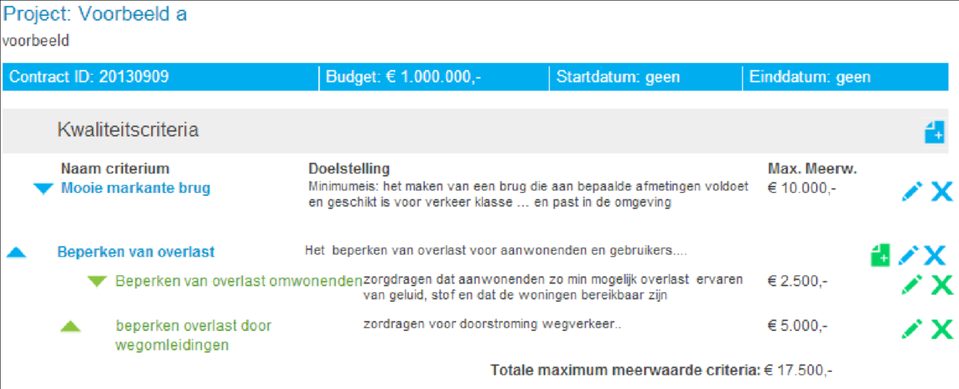 2.3 Criterium sub-items U kunt ook een kwaliteitscriterium met subitems invoeren.