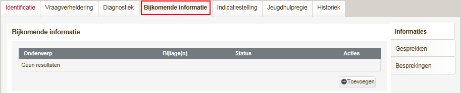 Wanneer de informatie medisch werd versleuteld, dan kan de diagnostiek niet gelezen worden tenzij door een andere arts. 6. 6. Het luik Bijkomende informatie 6. 6. 1.