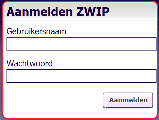 1.2 Aanmeldscherm Gaat u voor het eerst gebruik maken van uw ZWIP?