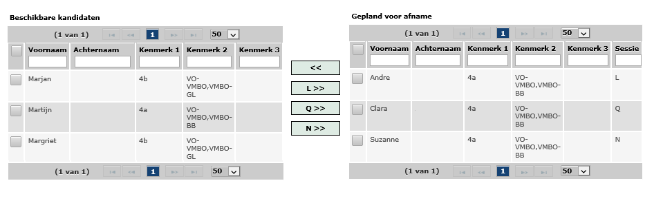 Automatisch of handmatig verdelen Wanneer het examen bestaat uit meerdere varianten en u heeft gekozen voor het gebruik van meerdere varianten, kunt u de kandidaten handmatig verdelen over de