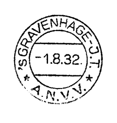 gebruikt werd op 2 en 2 Augustus j.l. op het tijdelijke bijpostkantoor op de Indische tentoonstelling te s-gravenhage, voor het afstempelen van aldaar aangeboden A.N.V.V.- zegels.