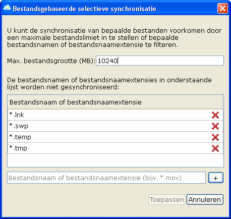 Klik je op Geavanceerd, dan kun je de volgende items ook nog aanpassen als je daar behoefte aan hebt.