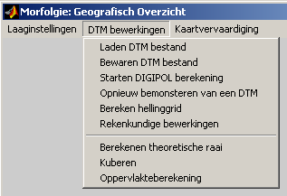 Figuur 23: Voorbeeldscherm voor de definitie van een DTM bewerking. Variabelen A-E kunnen aan specifieke DTM s gekoppeld worden.