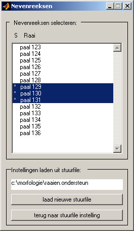 Figuur 28:Instelscherm voor de selectie van nevenreeksen 6.3.