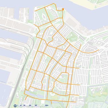 4.2 Verkeerssysteem Langzaam verkeer Voor langzaam verkeer (voetgangers, fietsers, scootmobiel) is er een netwerk van doorgaande verbindingen ontworpen wat de basis voor verplaatsingen vormt.