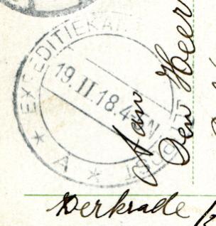 Gebruiksperiode van 25 oktober 1914 tot 4 januari 1918. EXPEDIETIEKANTOOR VELDPOST A Het stempel was besteld in januari 1917.