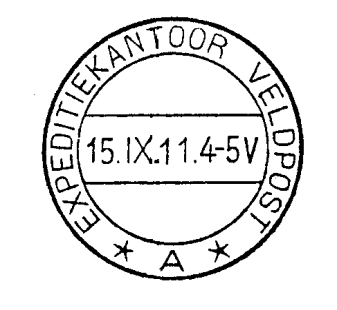 EXPEDITIEKANTOOR VELDPOST A KBVP 00004B Opgeleverd door De Munt op 17 maart 1917. Het derde stempel was besteld in januari 1917 en werd verzonden op 22 maart 1917.
