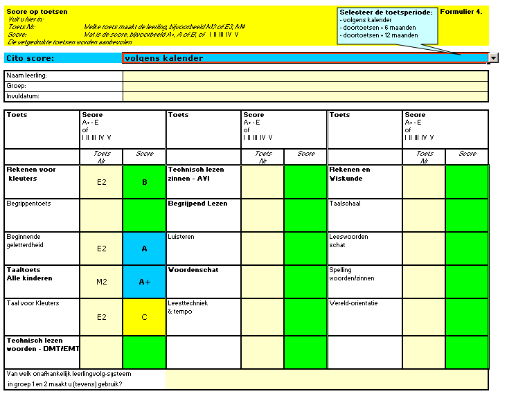 Formulier toetsgegevens bijlage 6 1. Wanneer onderstaand grijs vak verschijnt klikt u op Bijwerken 2. Vul de algemene gegevens in 3.